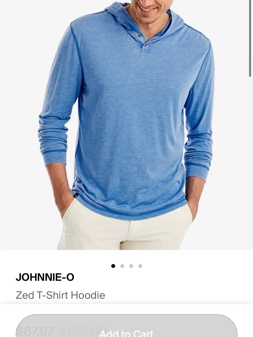Johnnie-O Men's Zed T-Shirt Hoodie, identifiable by its 2-button Henley neckline